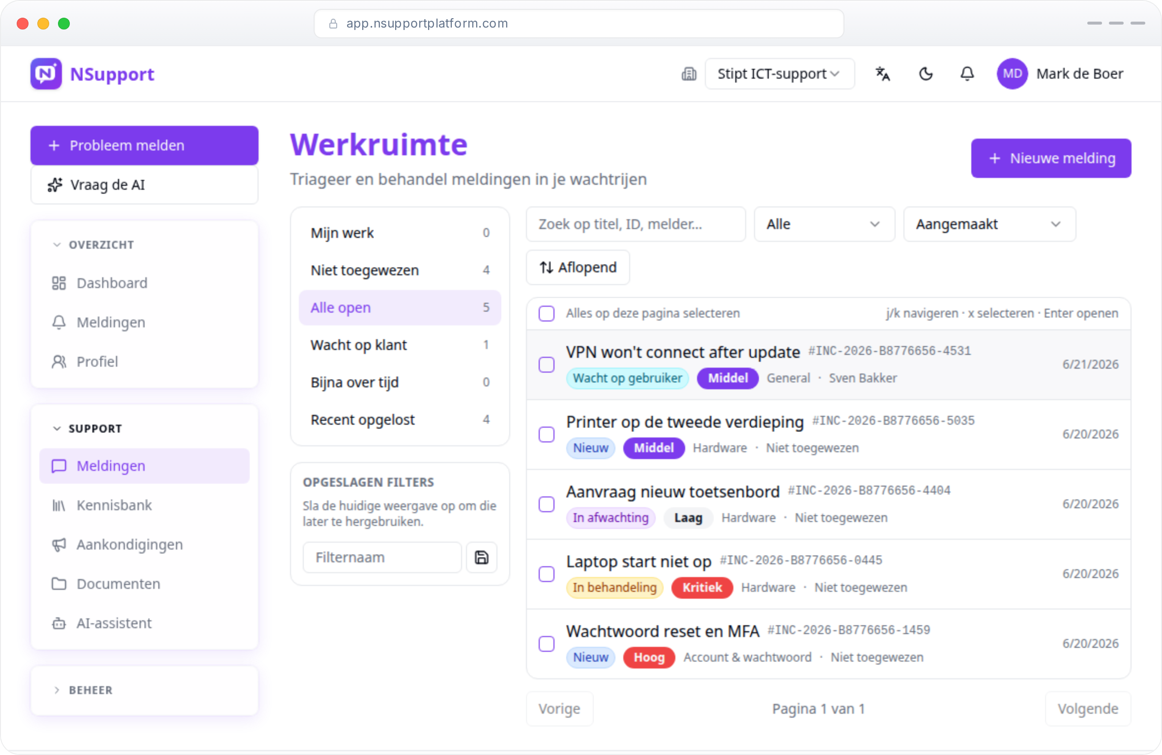 NSupport agent workspace with AI assist