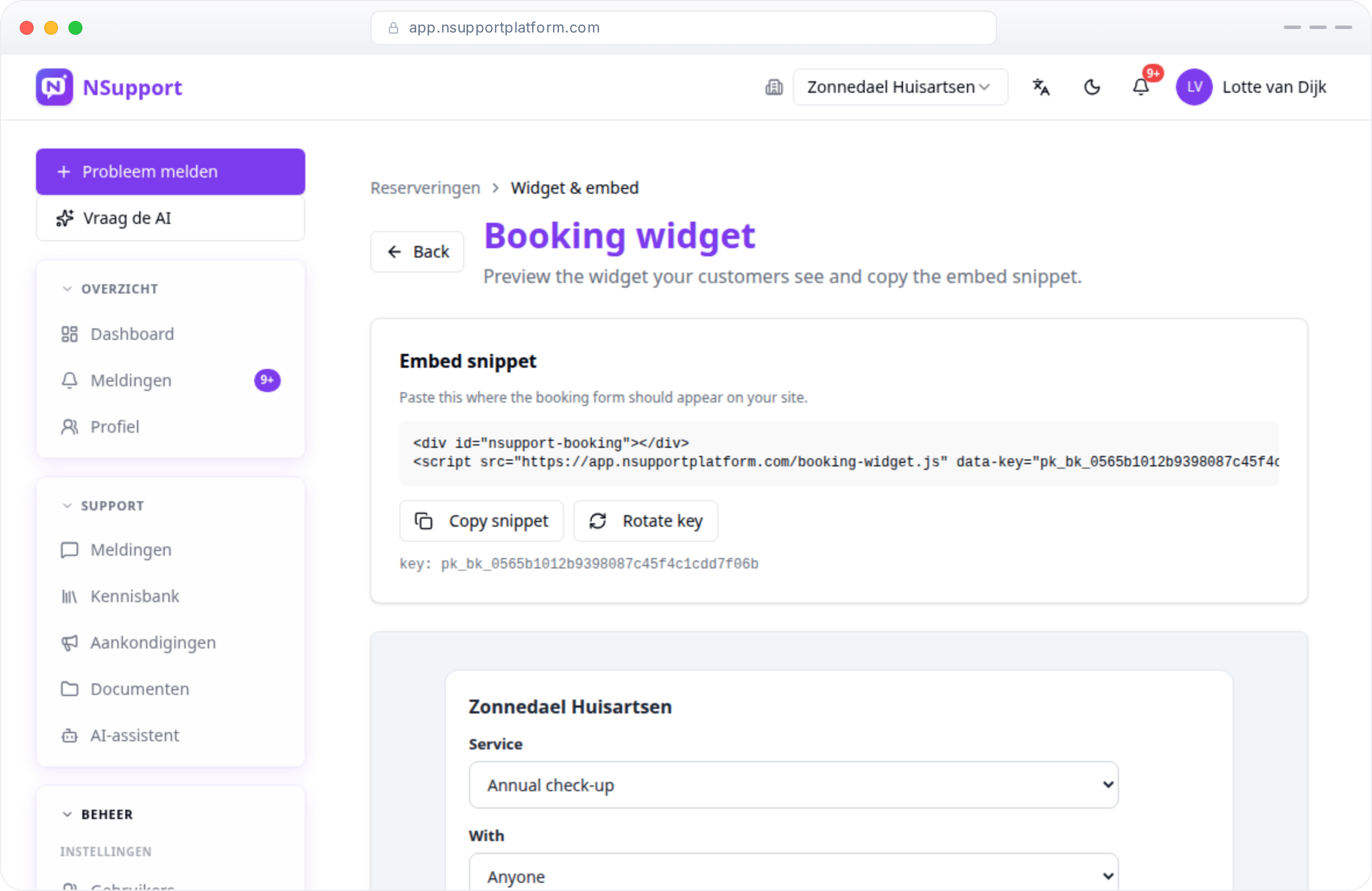 Boekingswidget op je site