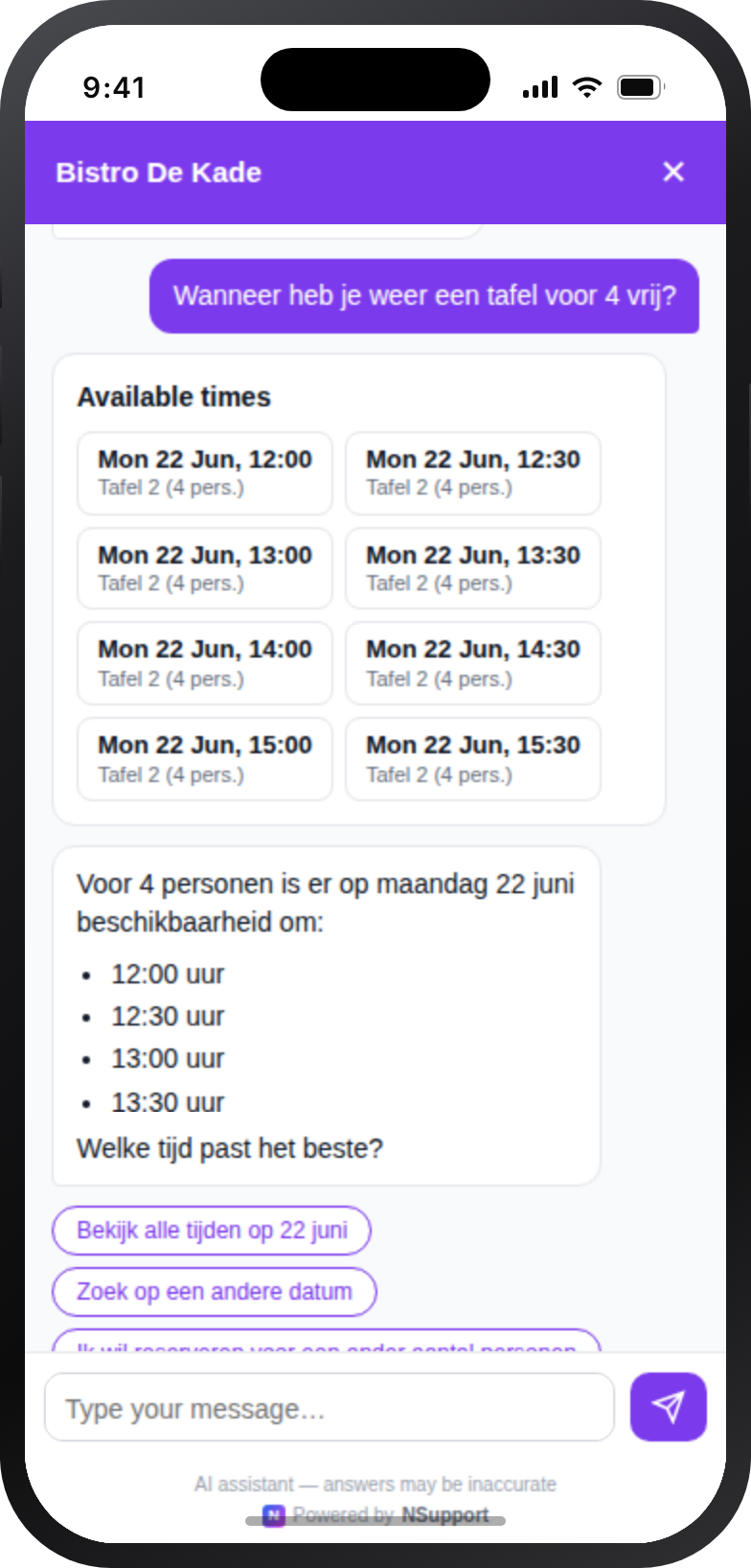 Capaciteit (tafels, klassen)