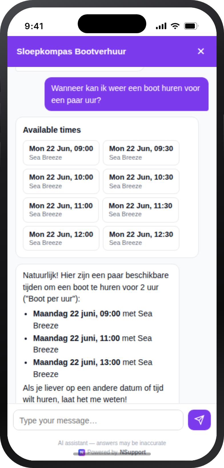 Verhuur op tijd