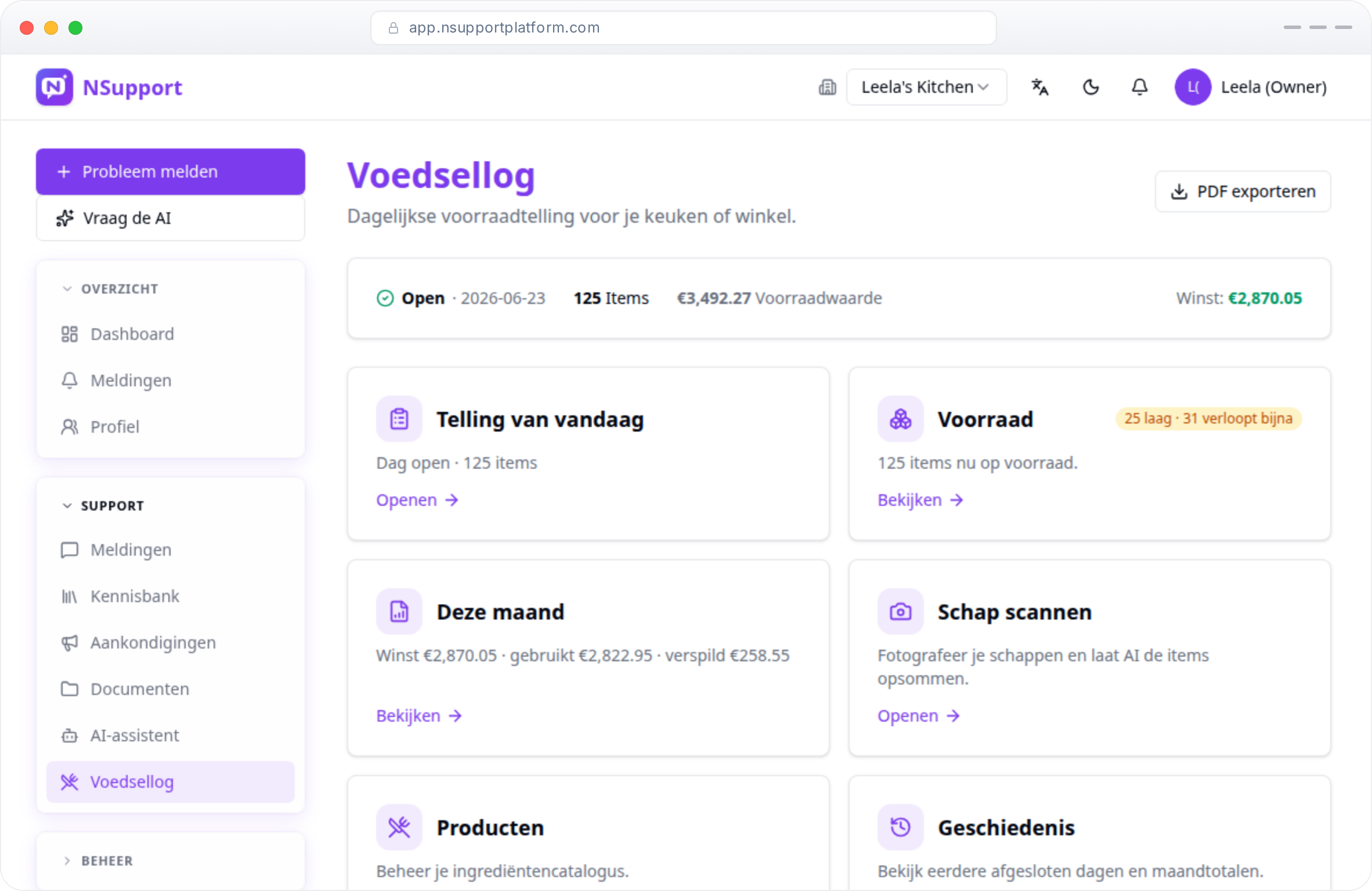 Overzicht & PDF-export