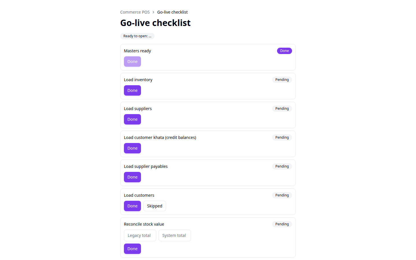 Go-live-checklist met één stap voltooid